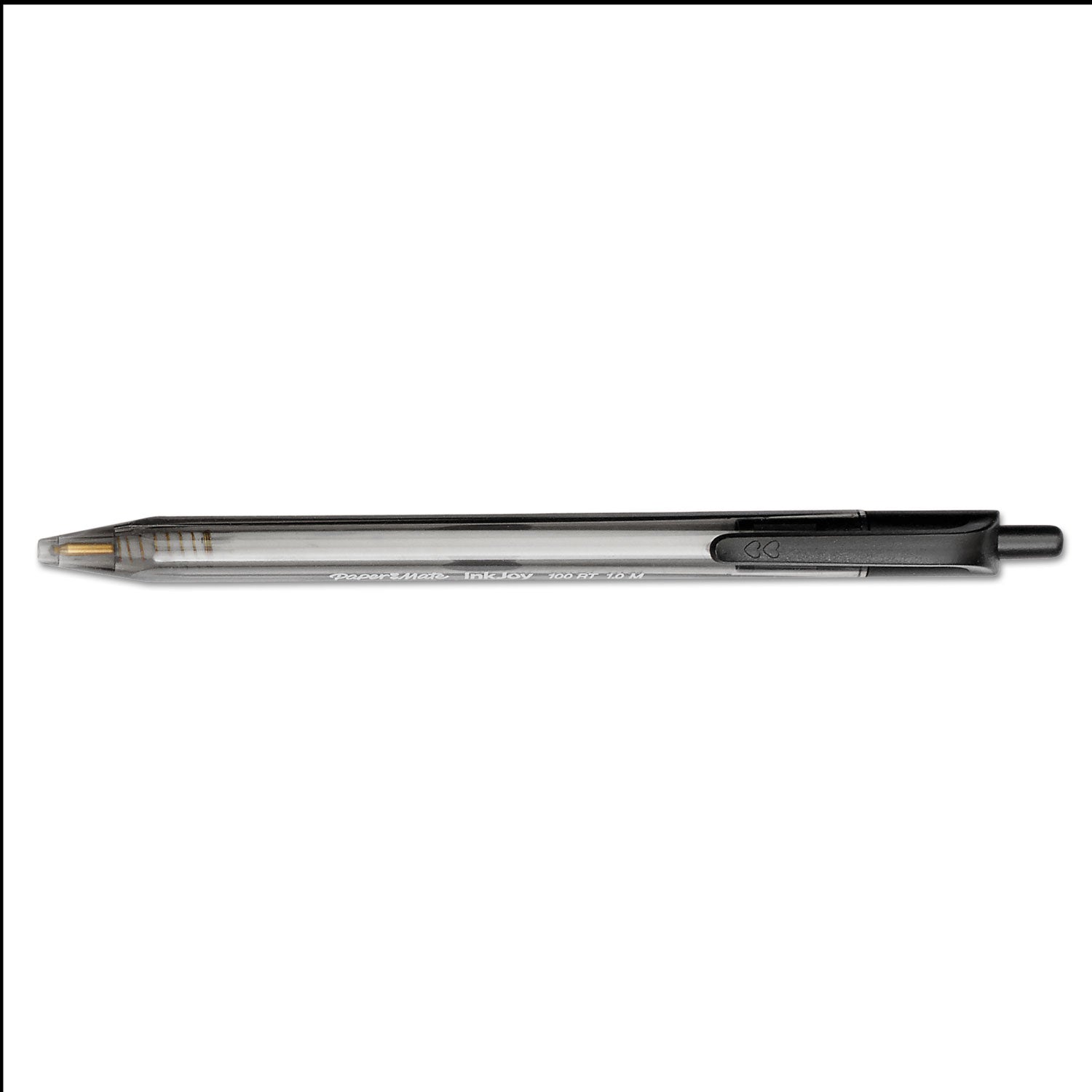 Paper Mate® InkJoy 100 RT Ballpoint Pen, Retractable, Medium 1 mm, Black Ink, Smoke/Black Barrel, 20/Pack