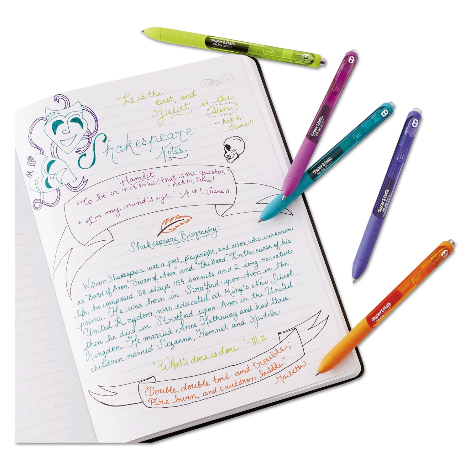 Paper Mate® InkJoy Gel Pen, Retractable, Medium 0.7 mm, Assorted Ink and Barrel Colors, 14/Pack