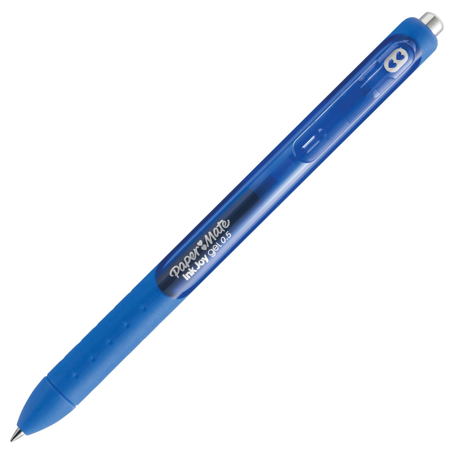 Paper Mate® InkJoy Gel Pen, Retractable, Fine 0.5 mm, Blue Ink, Blue Barrel, Dozen