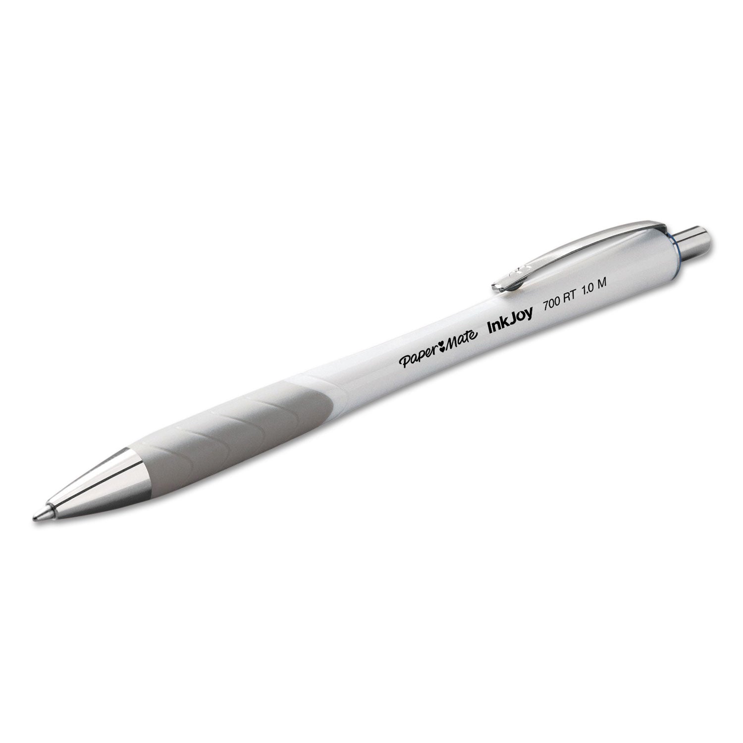 Paper Mate® InkJoy 700 RT Ballpoint Pen, Retractable, Medium 1 mm, Blue Ink, White/Gray Barrel, Dozen