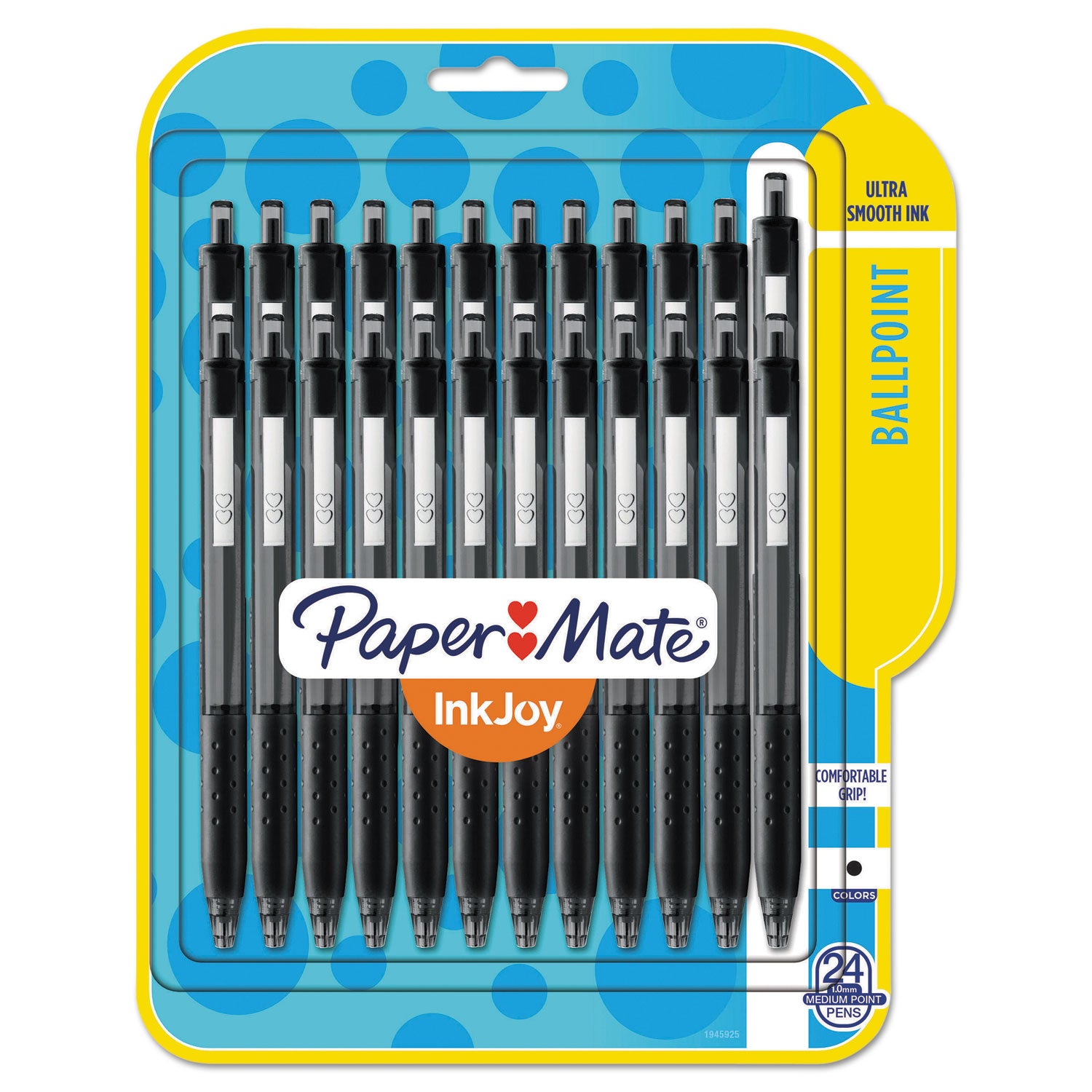 Paper Mate® InkJoy 300 RT Ballpoint Pen, Retractable, Medium 1 mm, Black Ink, Black Barrel, 24/Pack