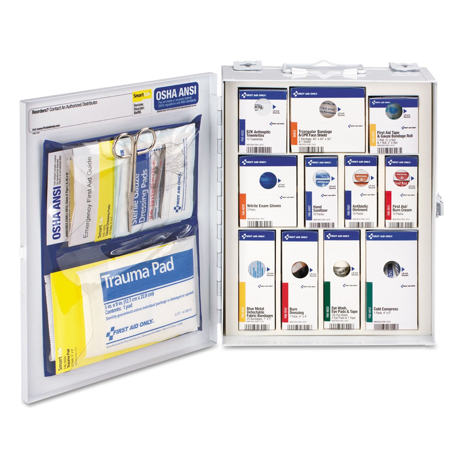 ANSI 2015 SmartCompliance Food Service Cabinet w/o Medication, 25 People, 94 Pieces, Metal Case