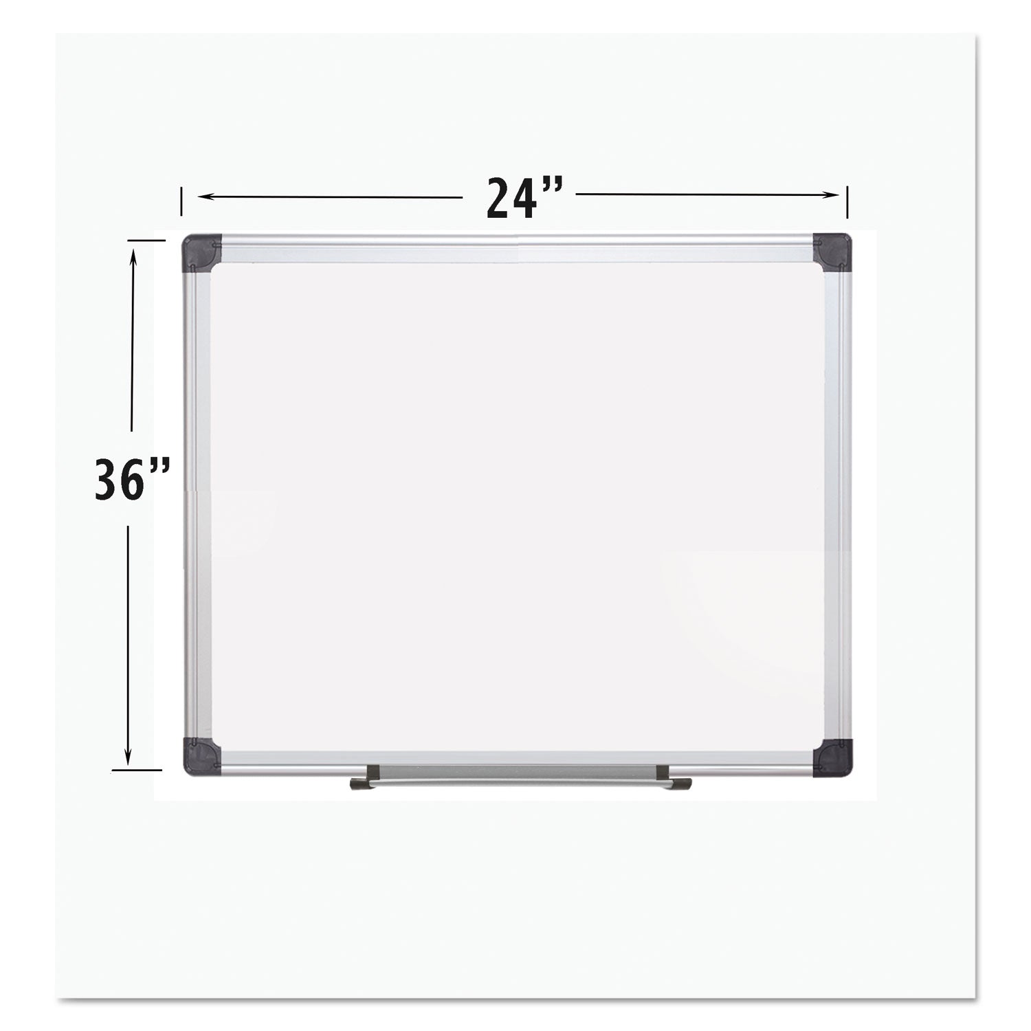 MasterVision® Porcelain Value Dry Erase Board, 24" x 36", White Surface, Satin Aluminum Frame