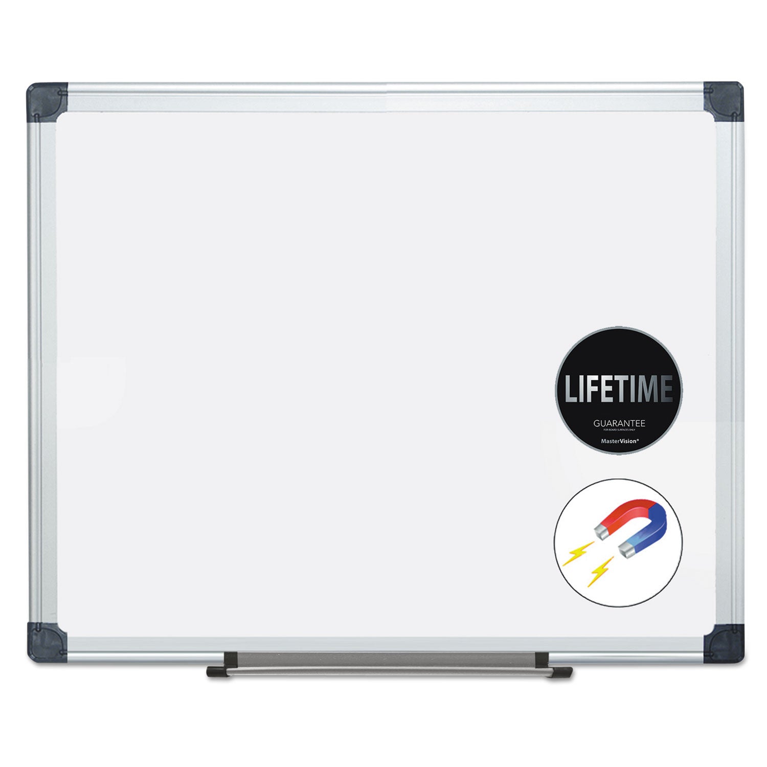 MasterVision® Porcelain Value Dry Erase Board, 24" x 36", White Surface, Satin Aluminum Frame