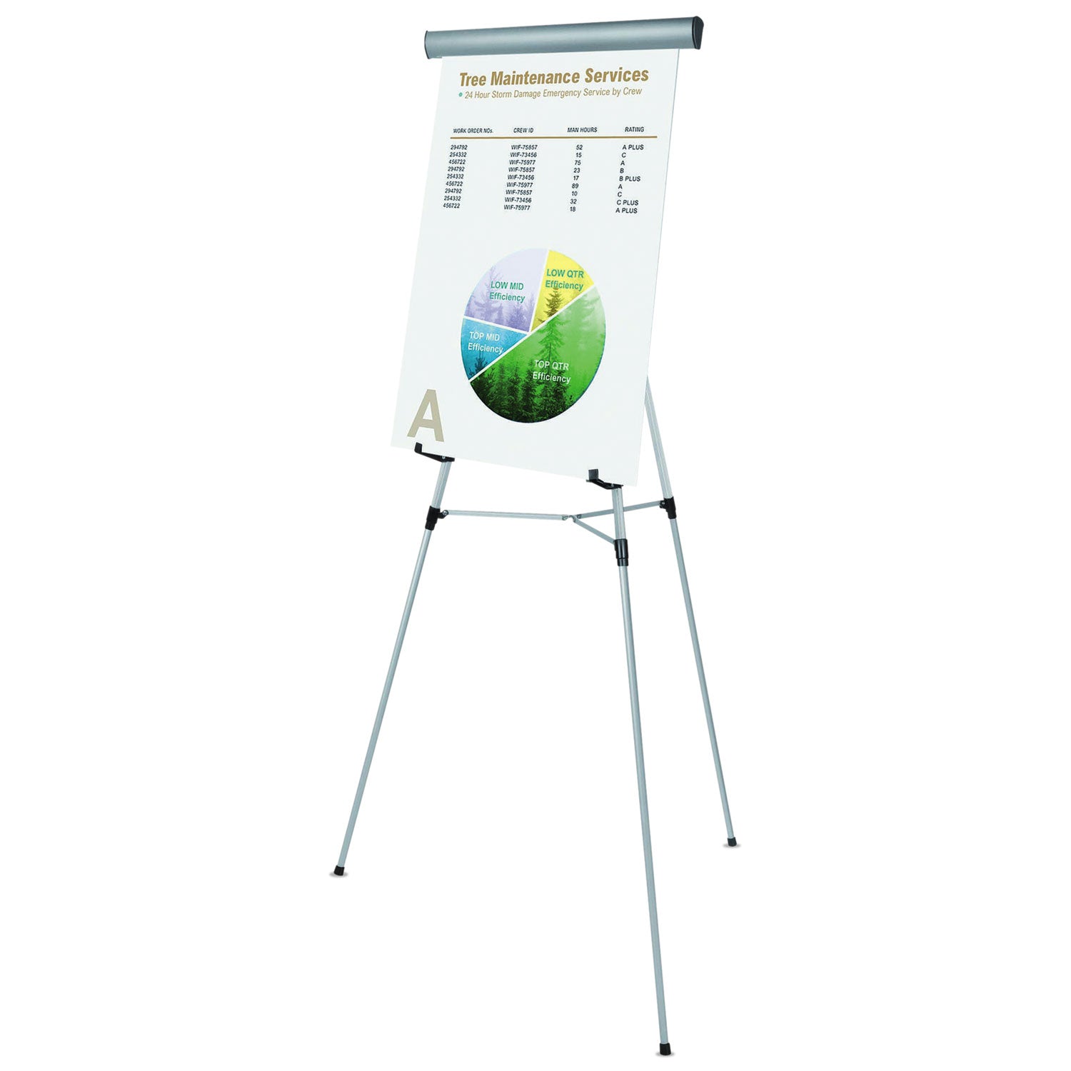 MasterVision® Telescoping Tripod Display Easel, Adjusts 38" To 69" High, Metal, Silver