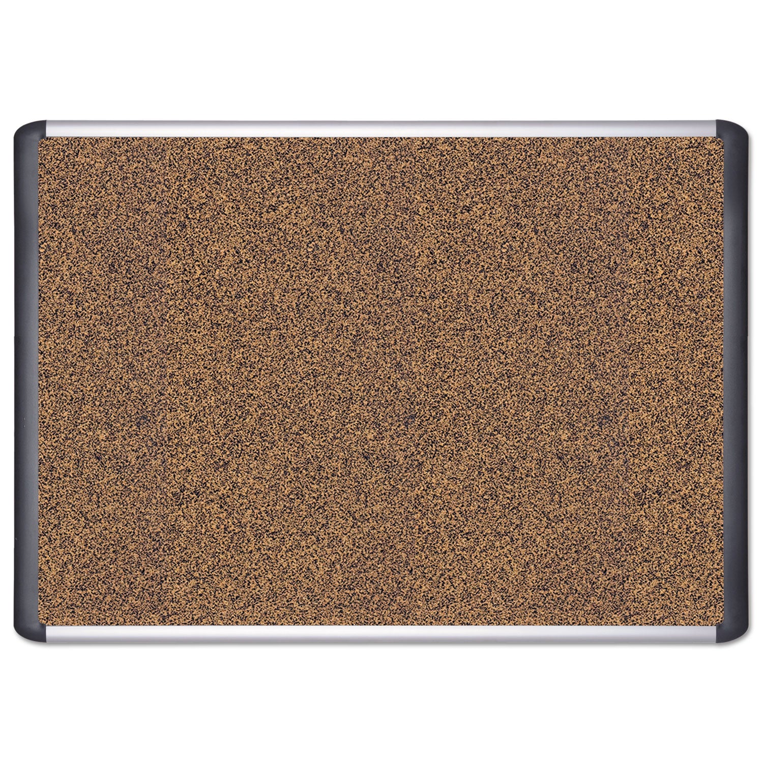 MasterVision® Tech Cork Board, 36" x 24", Tan Surface, Silver/Black Aluminum Frame