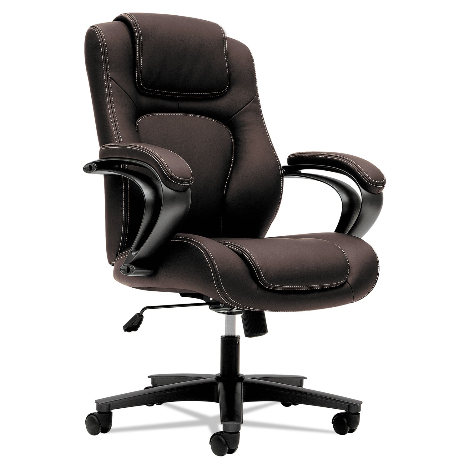 HON® Hvl402 Series Executive High-Back Chair, Supports Up To 250 Lb, 17" To 21" Seat Height, Brown Seat/back, Black Base