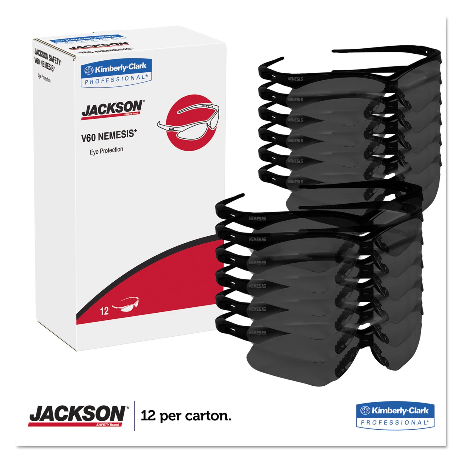 KleenGuard™ Nemesis Readers Safety Glasses, Smoke Frame, Smoke Polycarbonate Lens