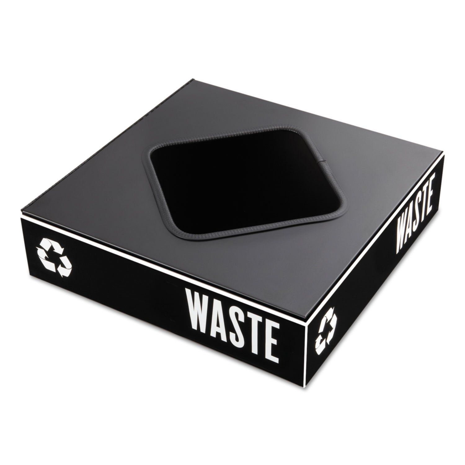 Safco® Public Square Recycling Container Lid, Square Opening, 15.25w x 15.25d x 2h, Black