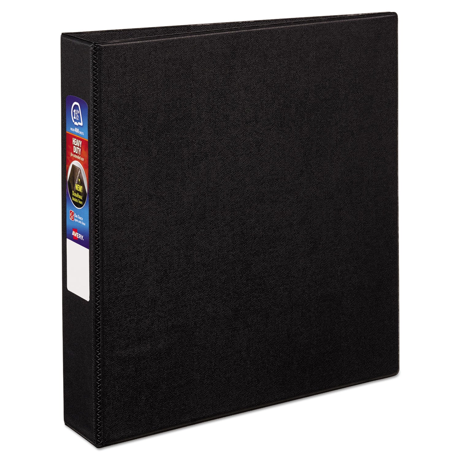 Avery® Heavy-Duty Non-View Binder With Durahinge And One Touch Ezd Rings, 3 Rings, 1.5" Capacity, 11 X 8.5, Black