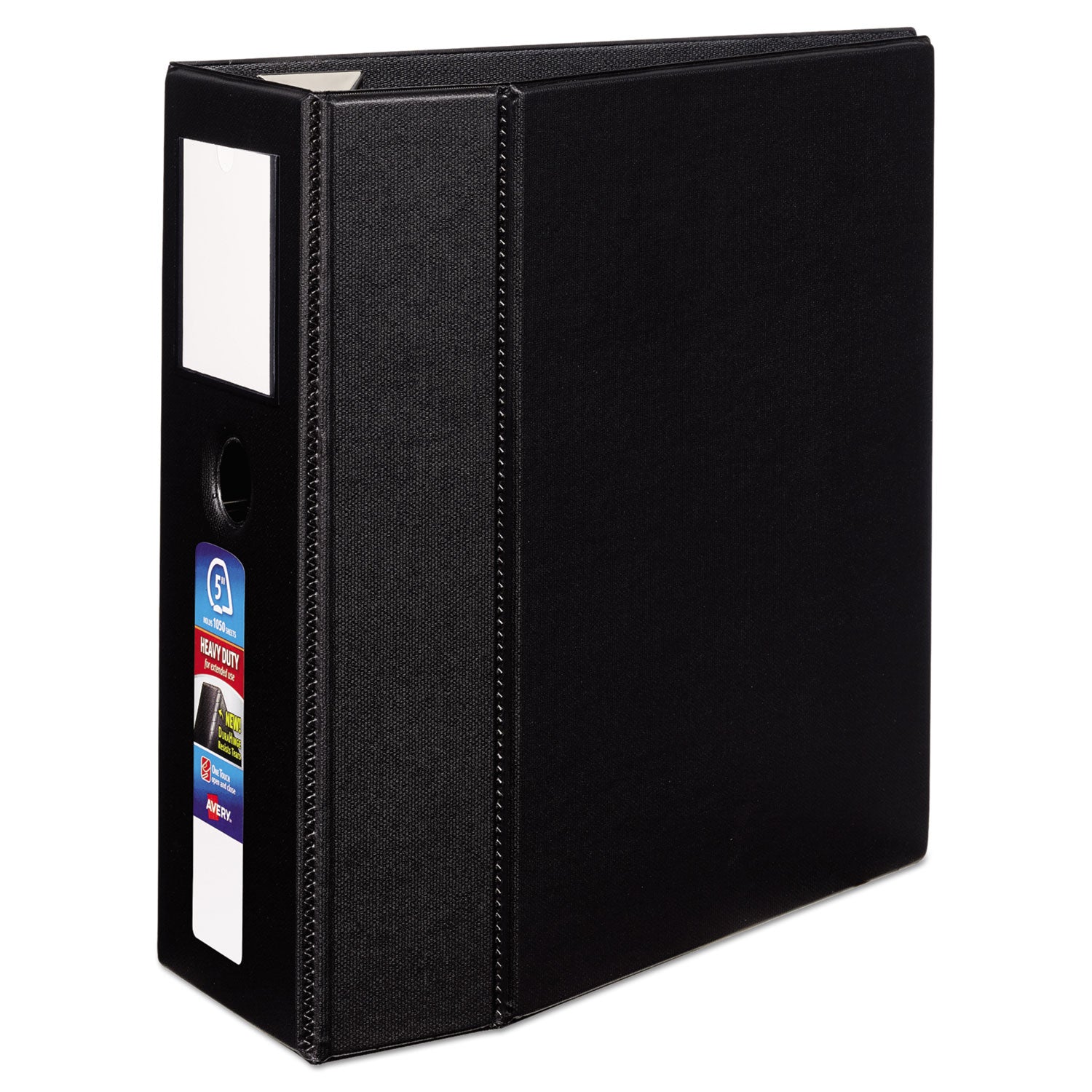 Avery® Heavy-Duty Non-View Binder, Durahinge, Three Locking One Touch Ezd Rings, Spine Label, Thumb Notch, 5" Cap, 11 X 8.5, Black