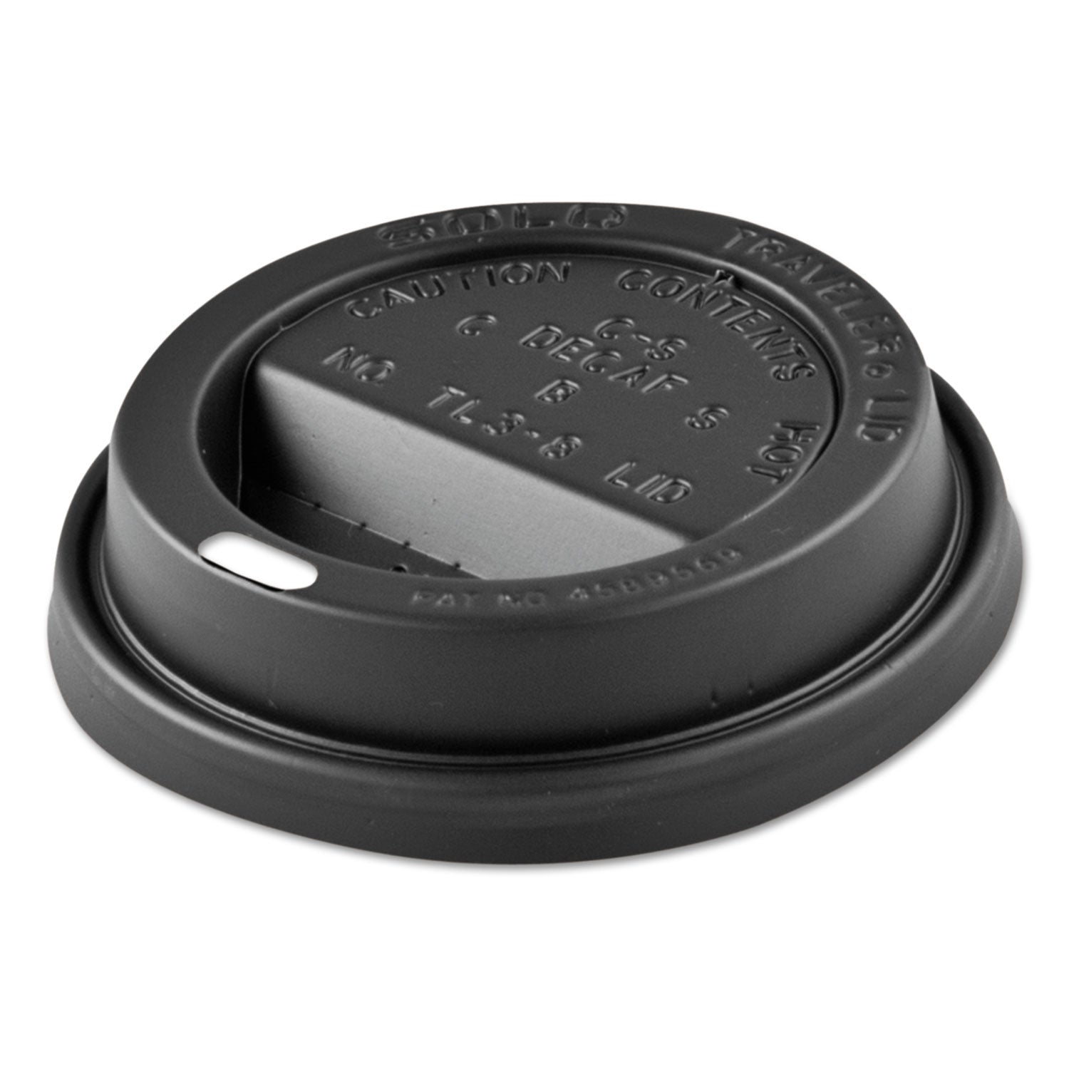 Solo Traveler Sip Through Lids for ThermoGuard Hot Cups, Fits 12, 16, 20, 24 oz, Black, 1,200/Carton