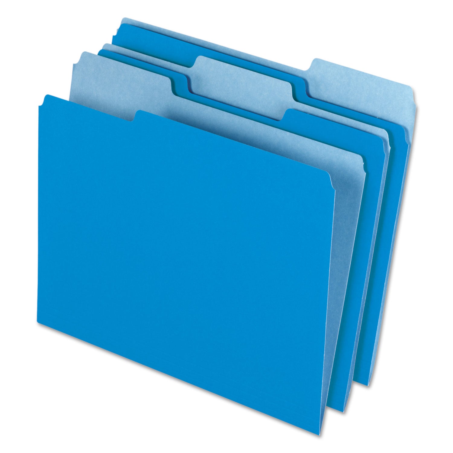Interior File Folders, 1/3-Cut Tabs: Assorted, Letter Size, Blue, 100/Box