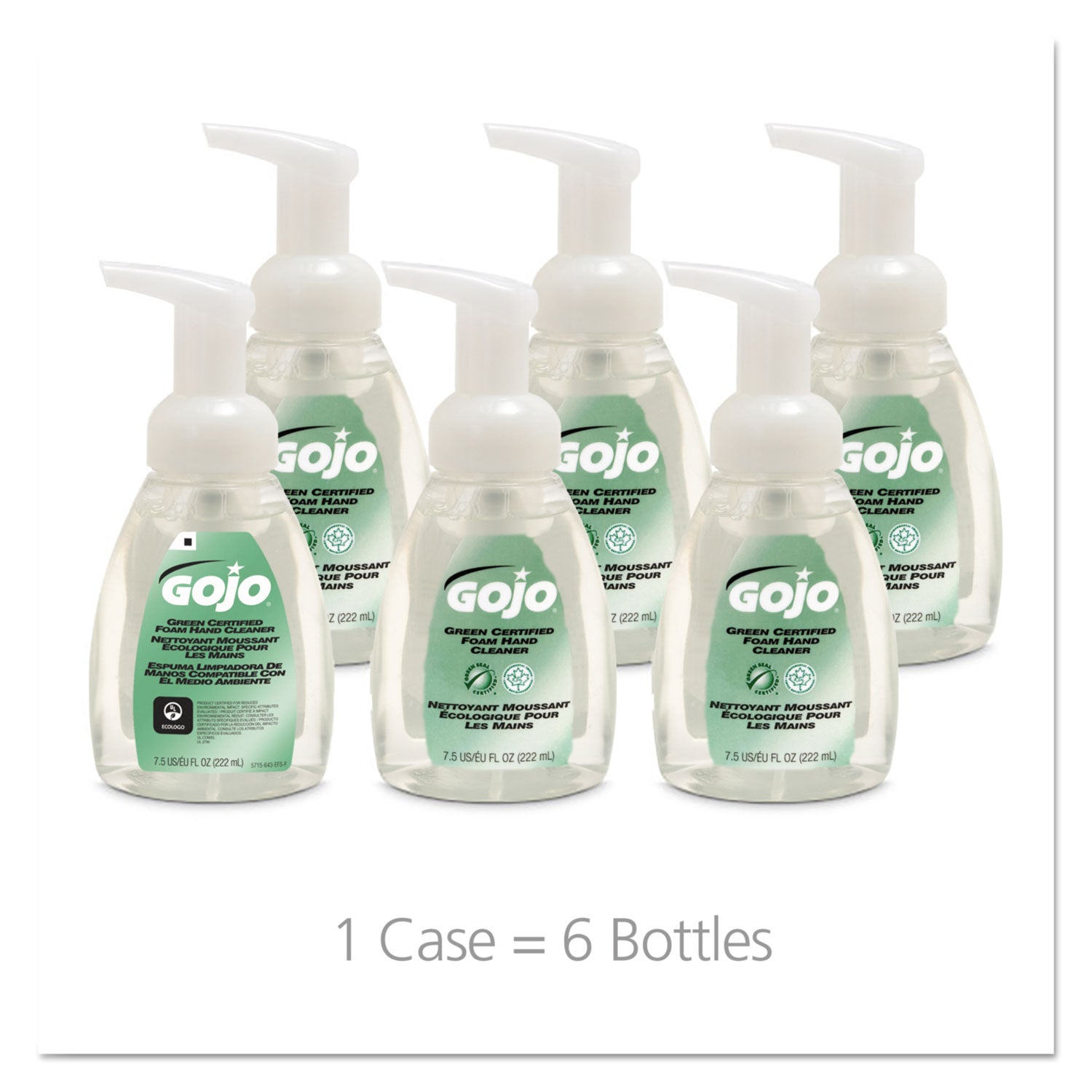 GOJO® Green Certified Foam Soap, Fragrance-Free, 7.5 oz, 6/Carton