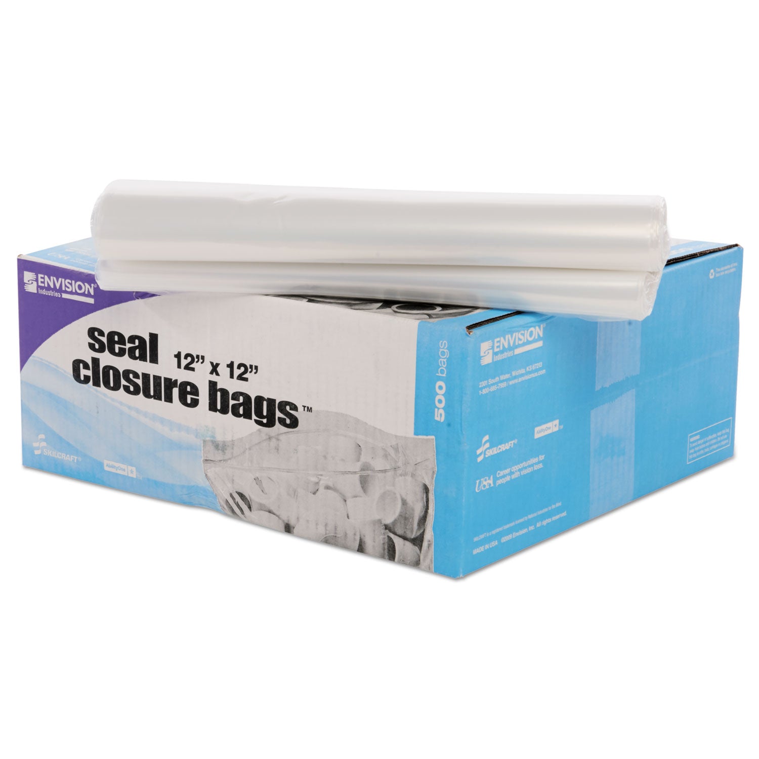 Stout® by Envision™ Seal Closure Bags, 2 Mil, 12" X 12", Clear, 500/carton