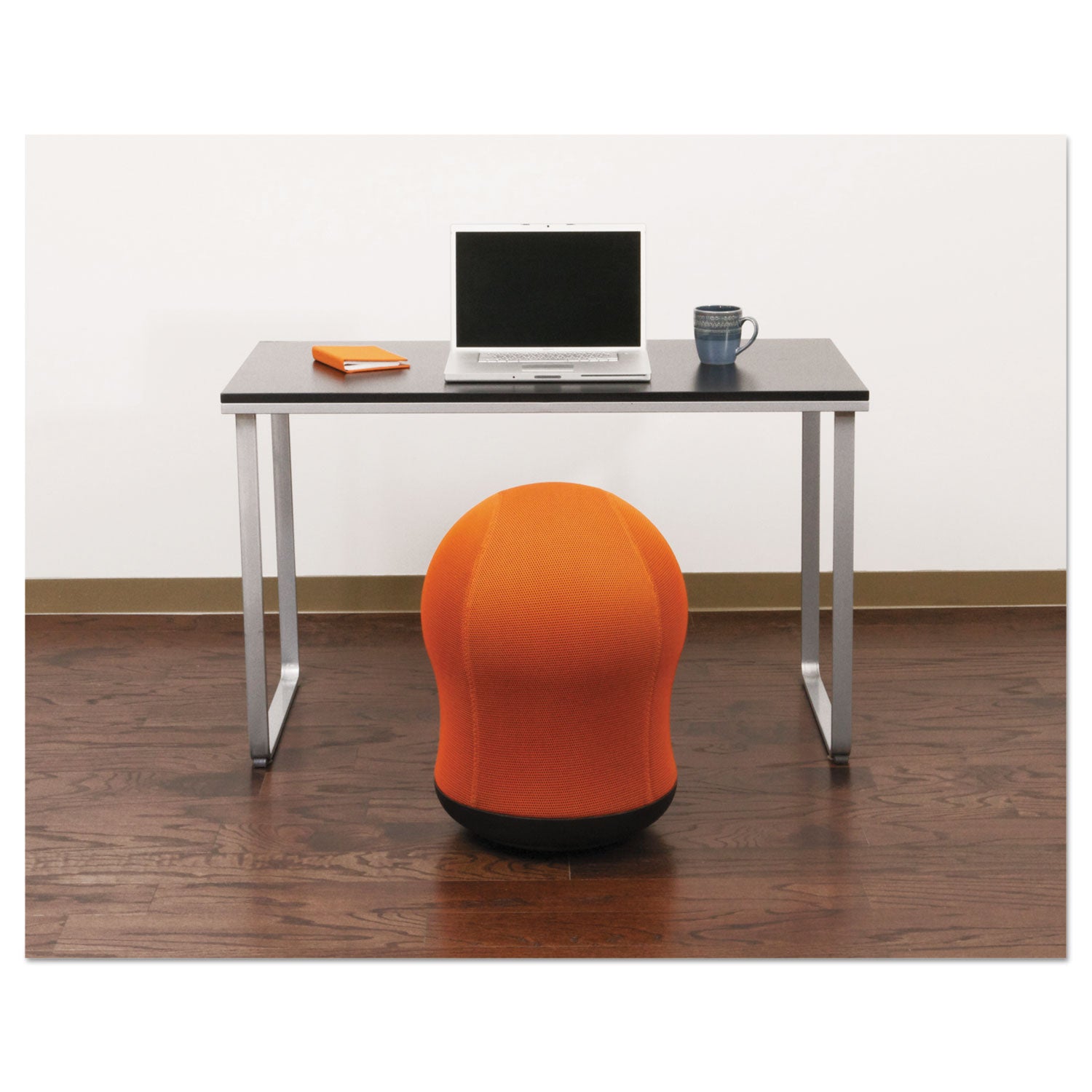 Safco® Zenergy Swivel Ball Chair, Backless, Supports Up To 250 Lb, Orange Seat, Black Base