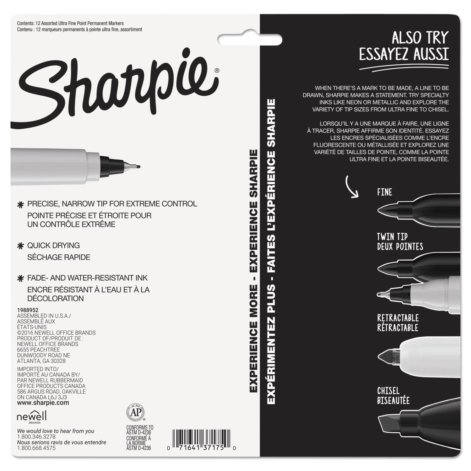 Sharpie® Ultra Fine Tip Permanent Marker, Ultra-Fine Needle Tip, Assorted Colors, Dozen