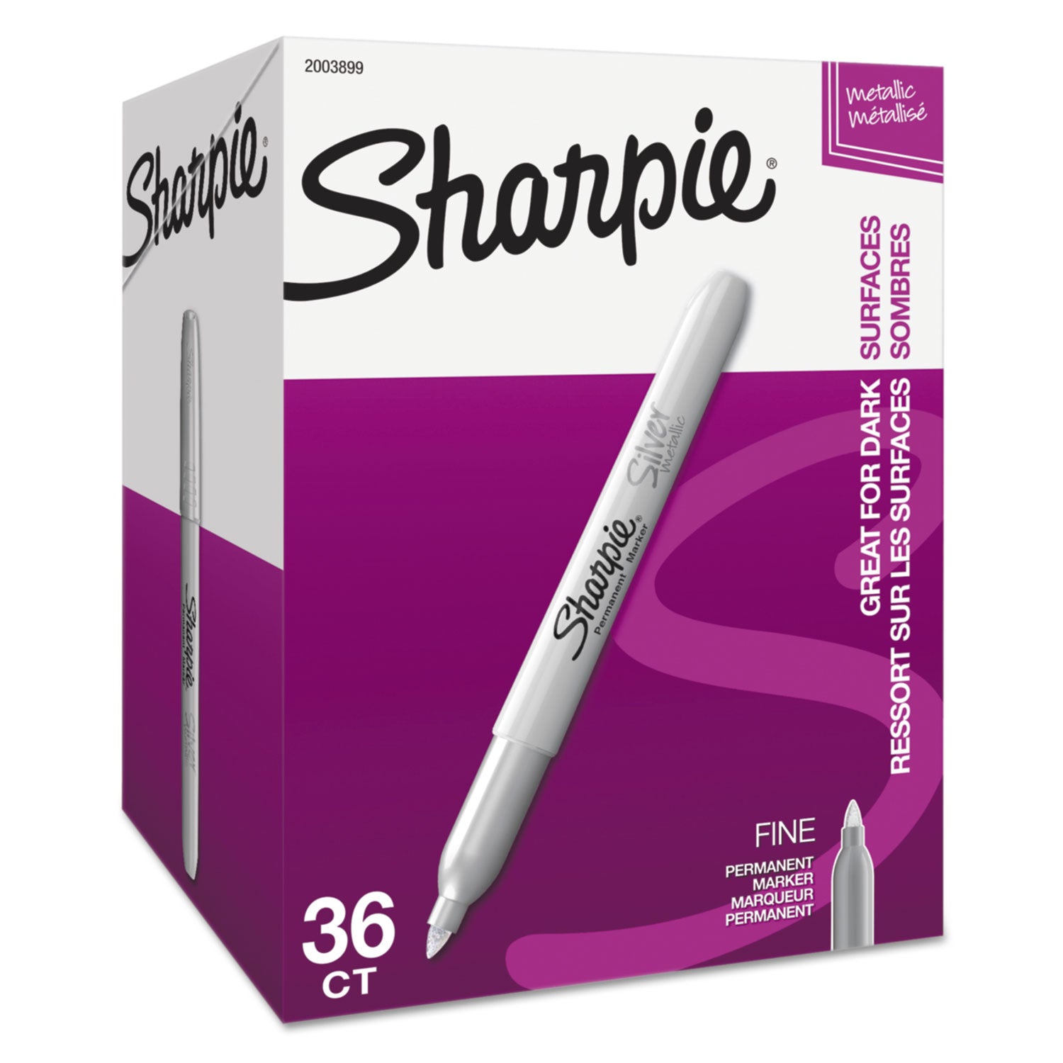 Sharpie® Metallic Fine Point Permanent Marker Value Pack, Fine Bullet Tip, Metallic Silver, 36/pack