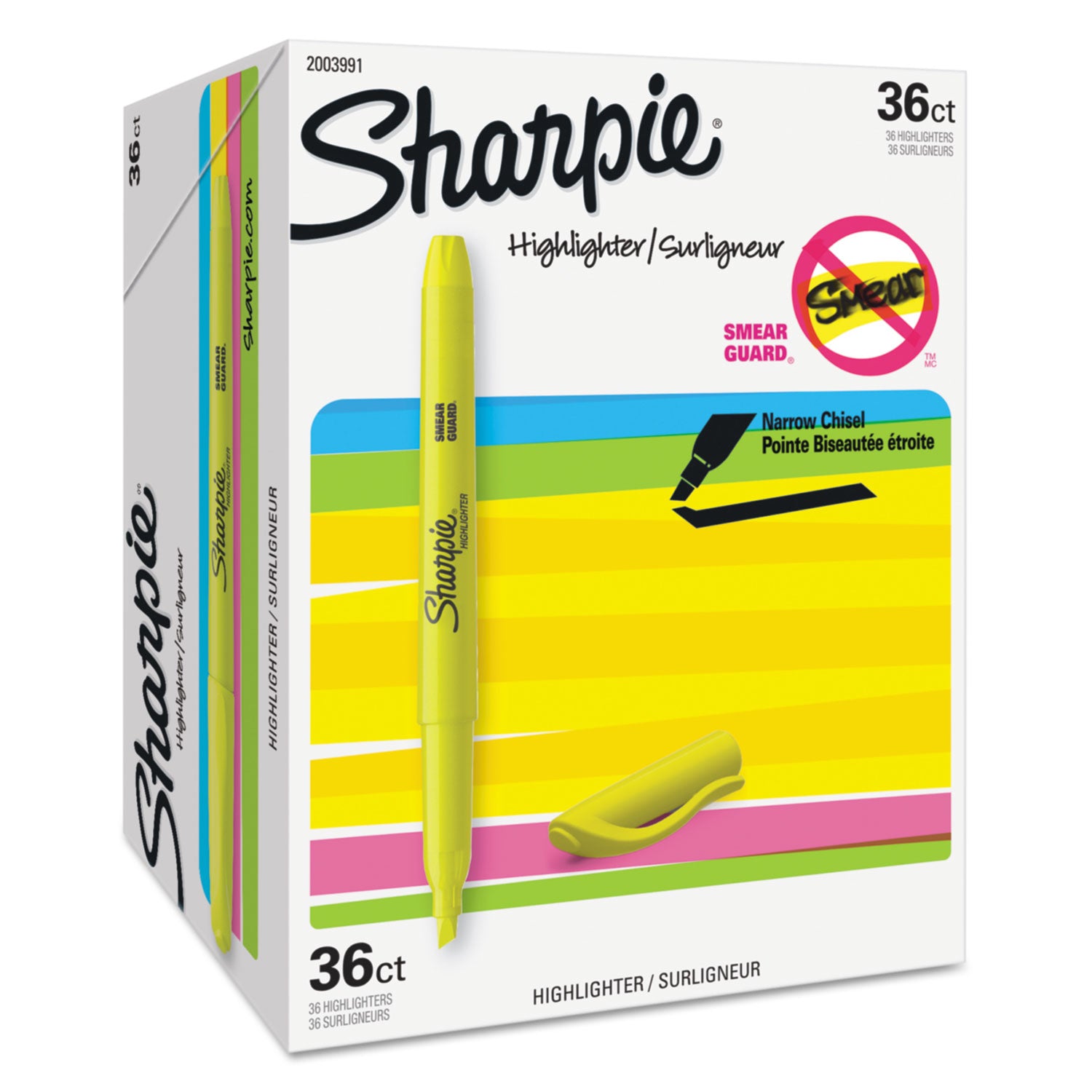 Sharpie® Pocket Style Highlighter Value Pack, Yellow Ink, Chisel Tip, Yellow Barrel, 36/pack