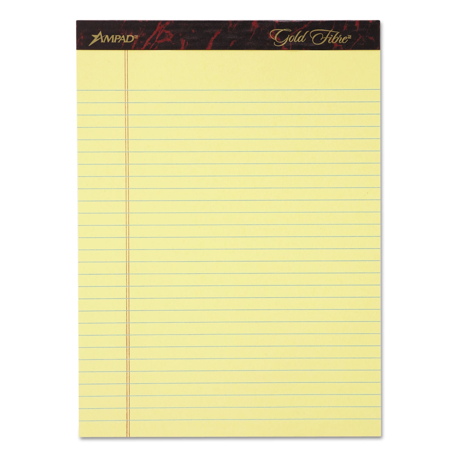 Gold Fibre Writing Pads, Wide/Legal Rule, 50 Canary-Yellow 8.5 x 11.75 Sheets, 4/Pack