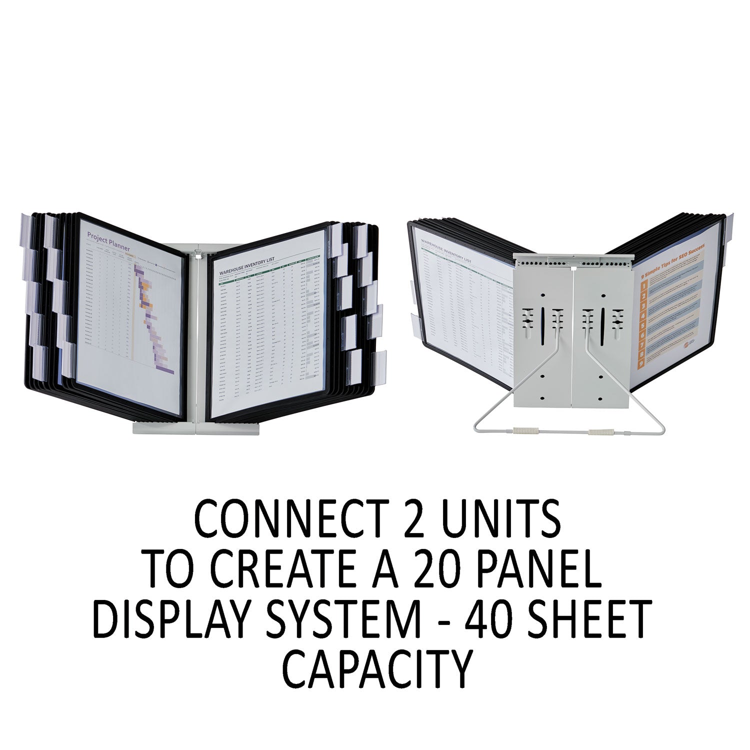 Durable® Instaview Expandable Desktop Reference System, 10 Panels, Black Borders