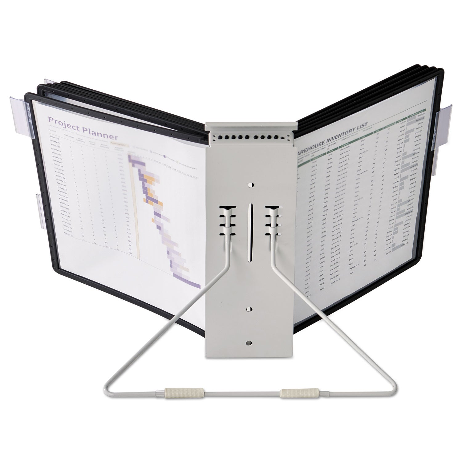 Durable® Instaview Expandable Desktop Reference System, 10 Panels, Black Borders