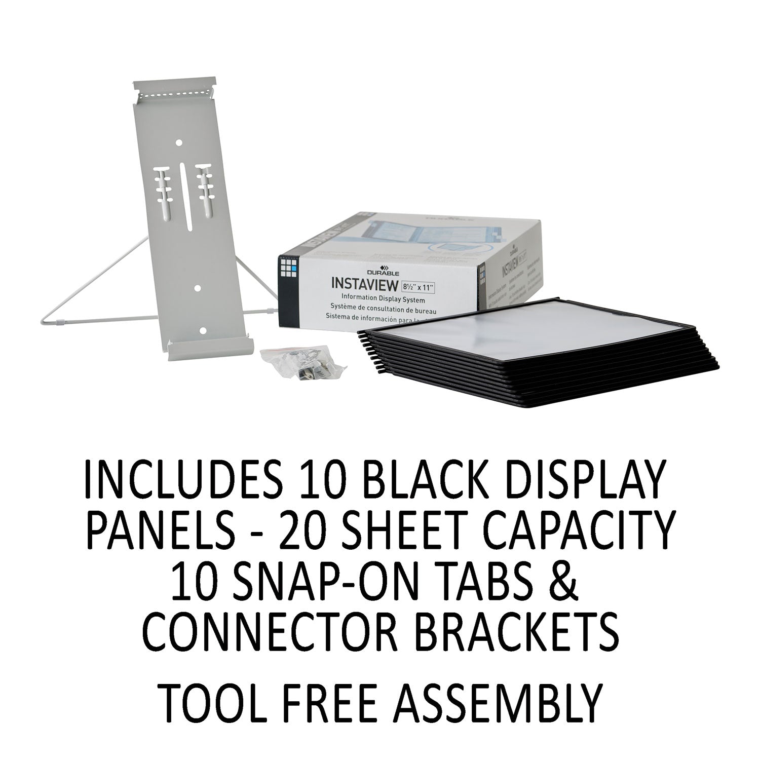 Durable® Instaview Expandable Desktop Reference System, 10 Panels, Black Borders