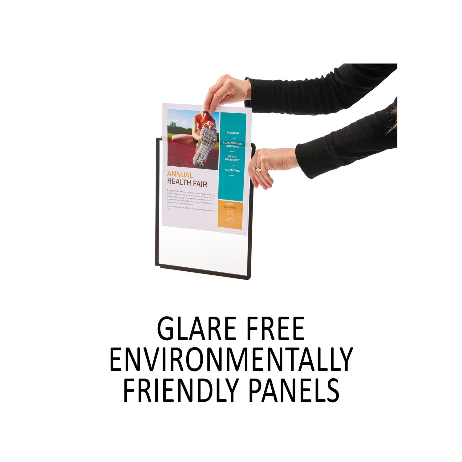 Durable® Sherpa Motion Desk Reference System, 10 Panels, Black Borders