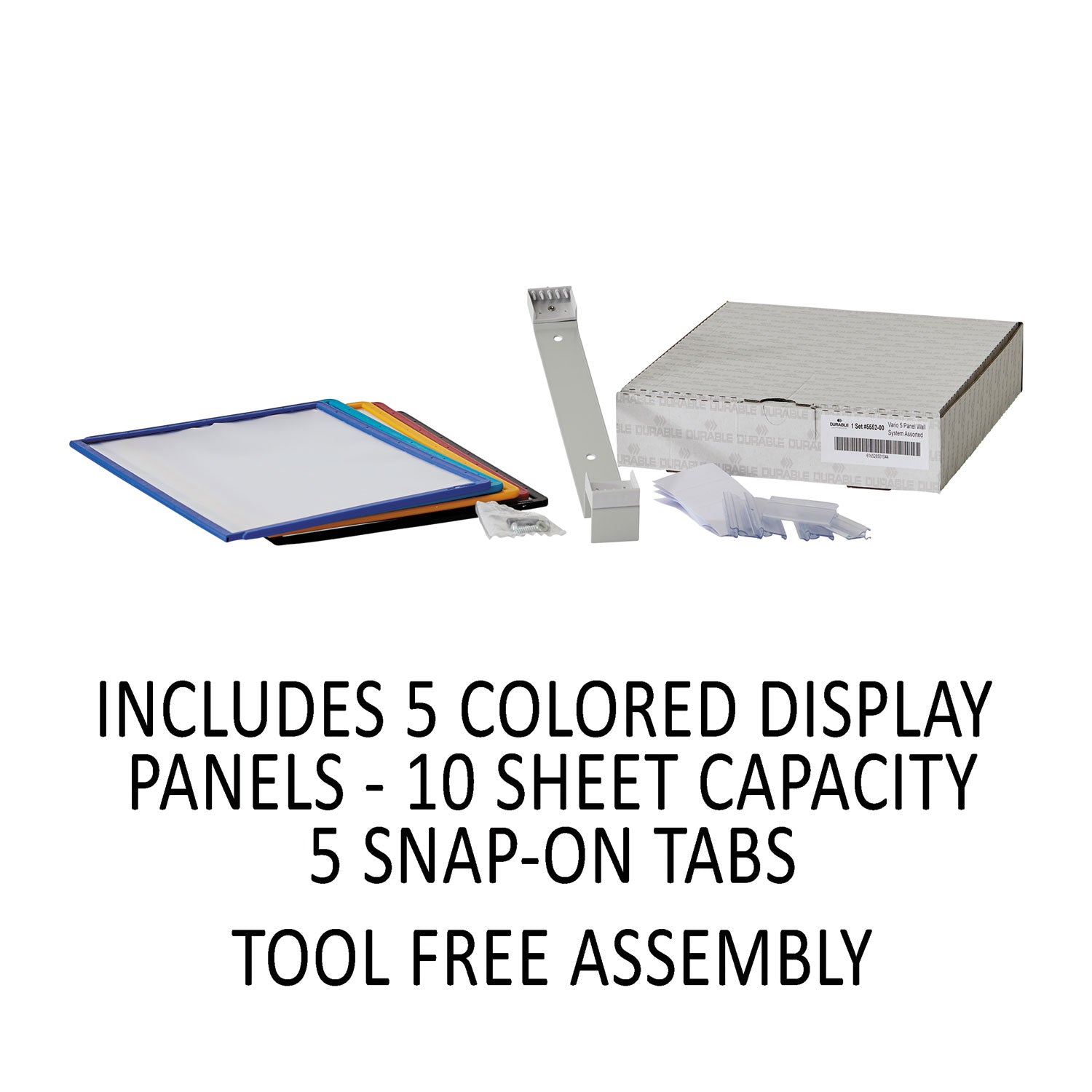 Durable® Vario Wall Reference System, 5 Panels, Letter, Asst. Borders And Panels