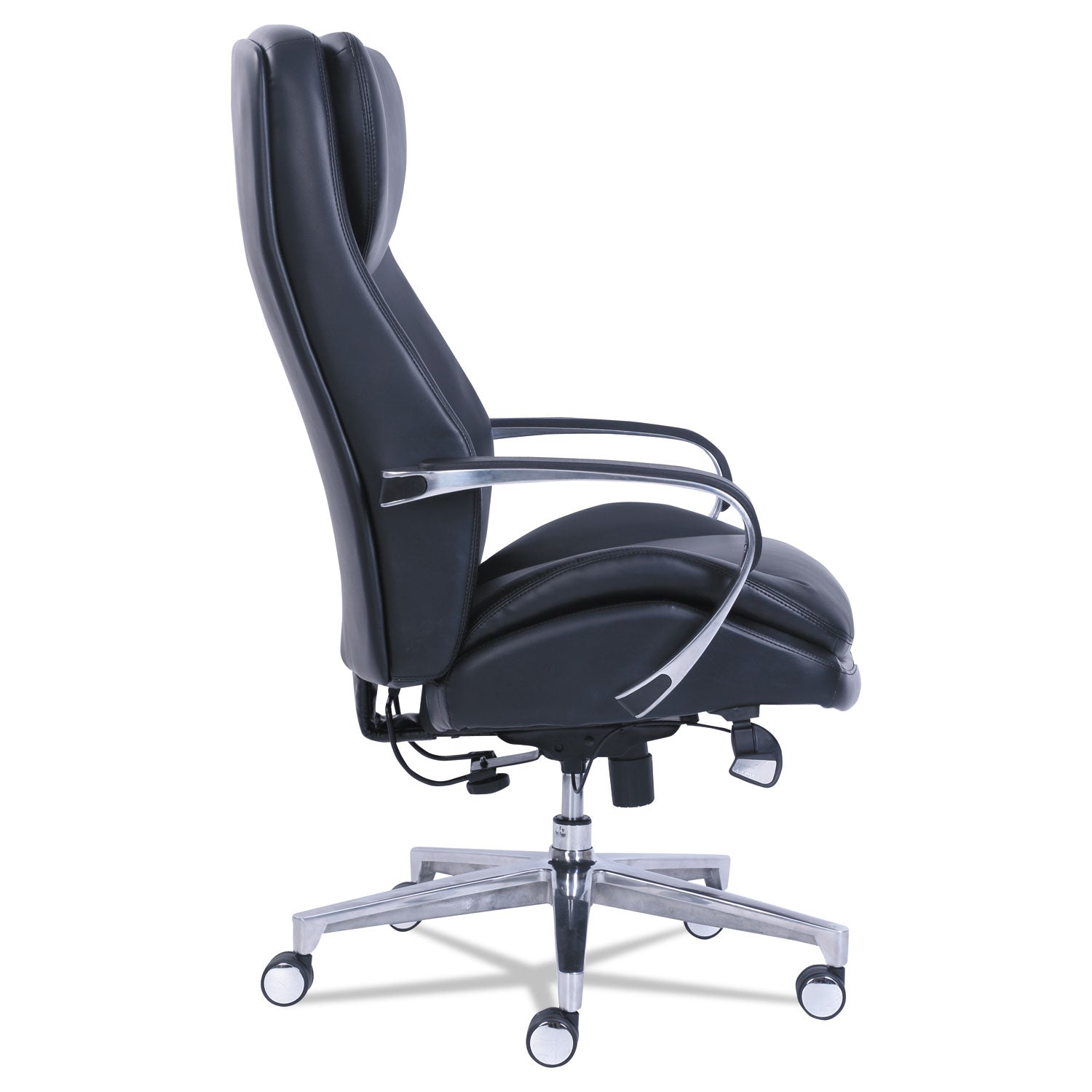 La-Z-Boy® Commercial 2000 Big/tall Executive Chair, Lumbar, Supports 400 Lb, 20.25" To 23.25" Seat Height, Black Seat/back, Silver Base