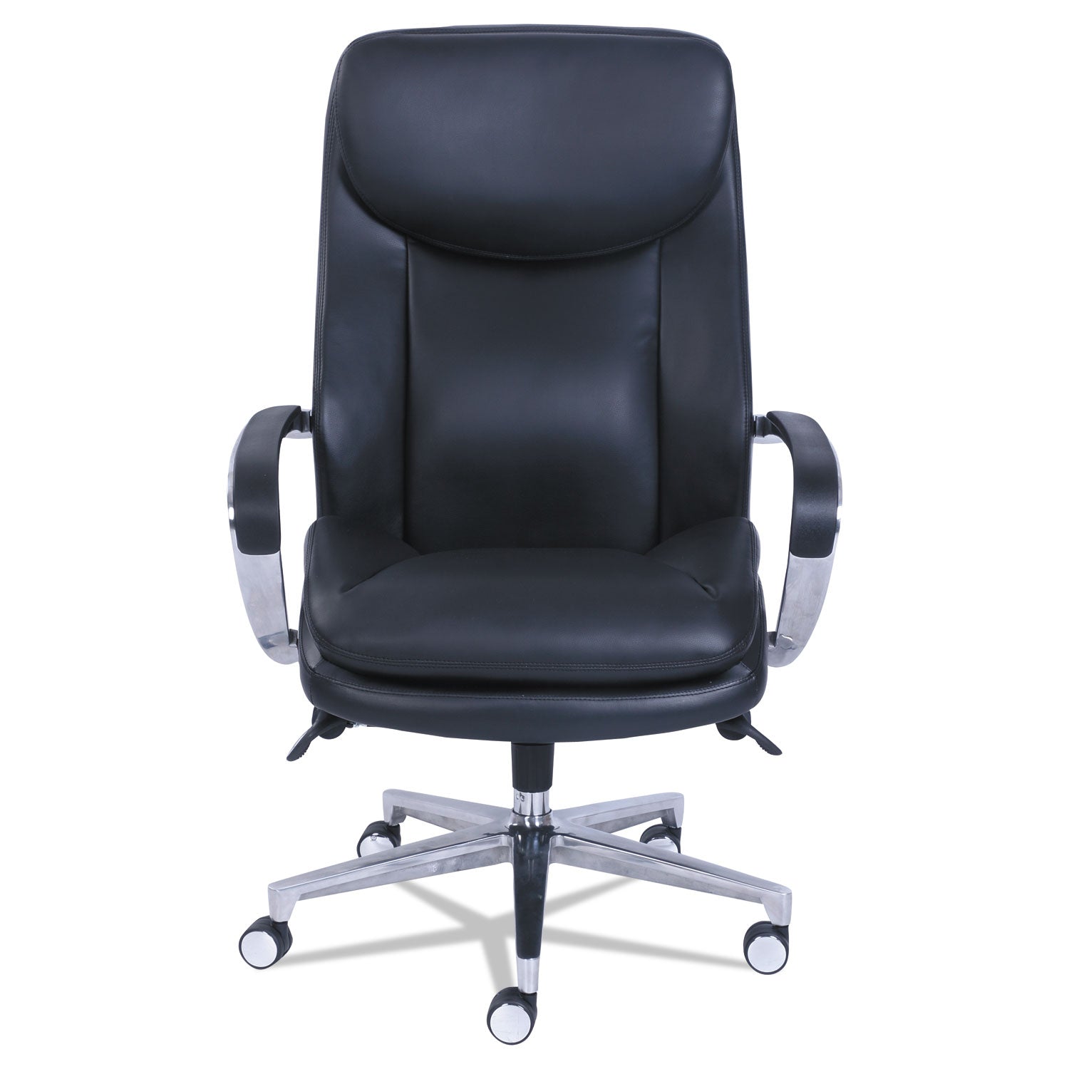 La-Z-Boy® Commercial 2000 Big/tall Executive Chair, Lumbar, Supports 400 Lb, 20.25" To 23.25" Seat Height, Black Seat/back, Silver Base