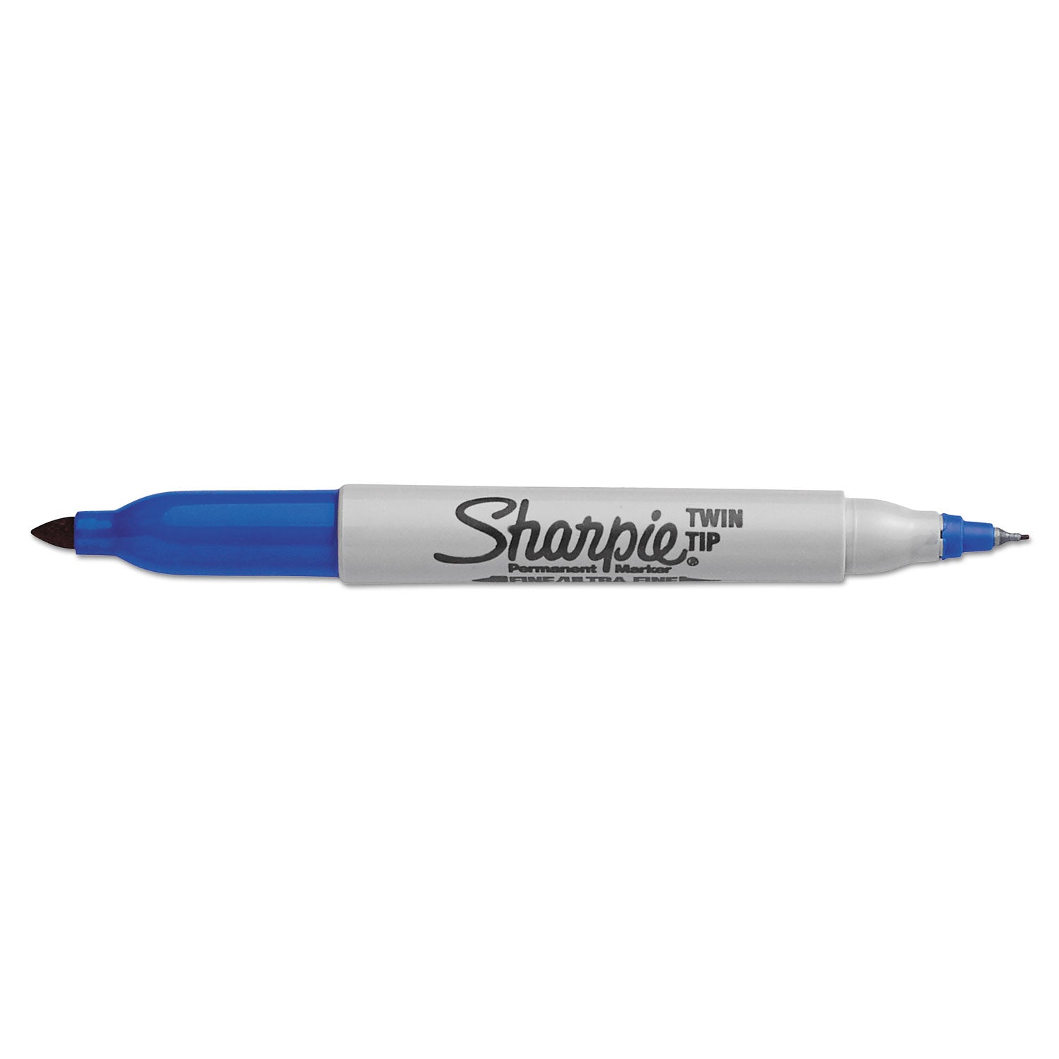 Sharpie® Twin-Tip Permanent Marker, Extra-Fine/fine Bullet Tips, Blue, Dozen