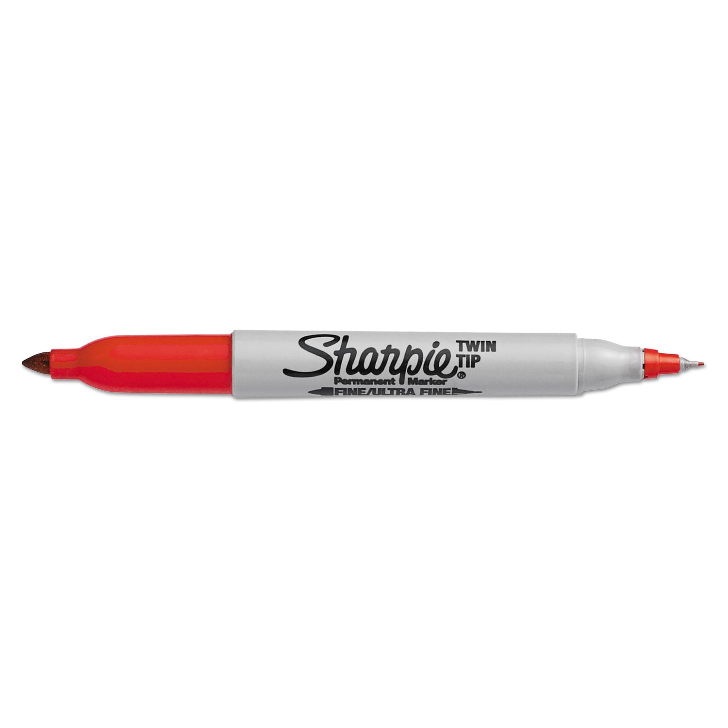 Sharpie® Twin-Tip Permanent Marker, Extra-Fine/fine Bullet Tips, Red, Dozen