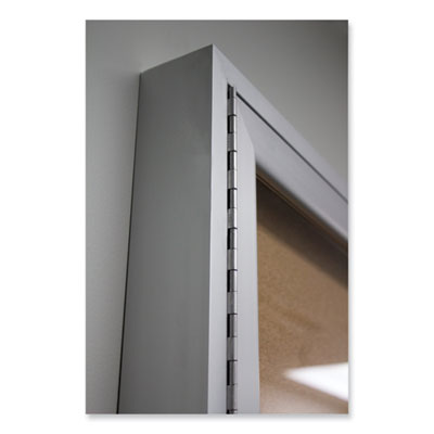 3 Door Enclosed Vinyl Bulletin Board with Satin Aluminum Frame, 72 x 48, Silver Surface Flipcost Flipcost