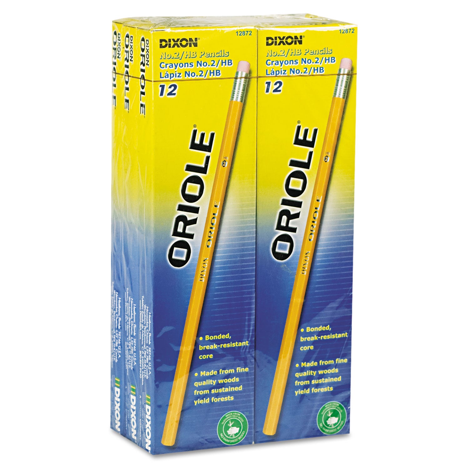 Dixon® Oriole Pencil Value Pack, HB (#2), Black Lead, Yellow Barrel, 72/Pack
