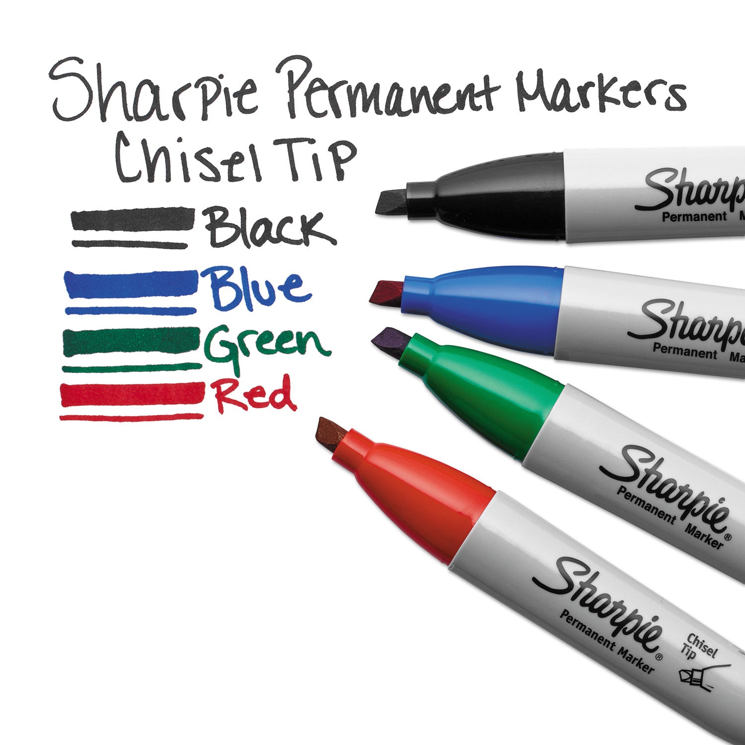 Sharpie® Chisel Tip Permanent Marker, Medium Chisel Tip, Blue, Dozen