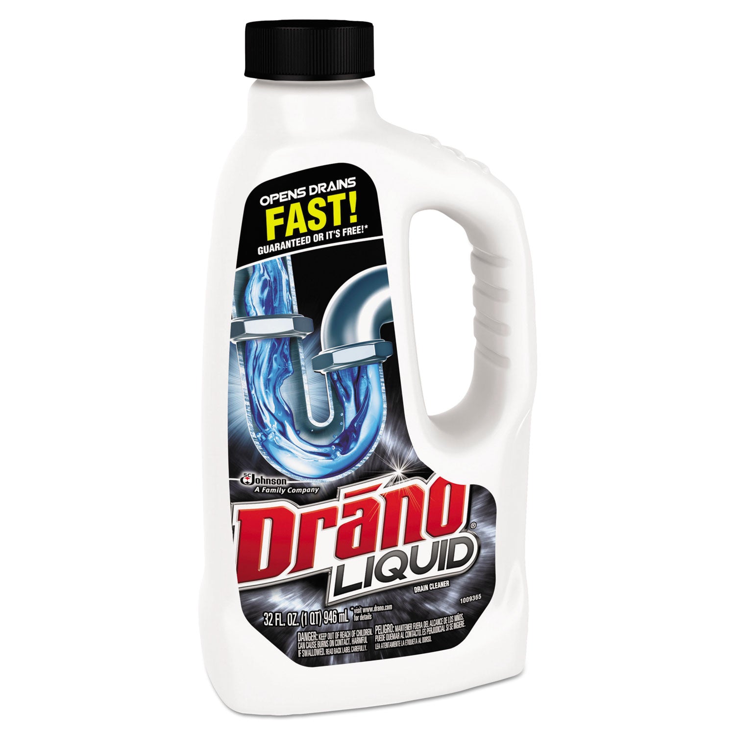 Drano® Liquid Drain Cleaner, 32 Oz Safety Cap Bottle, 12/carton