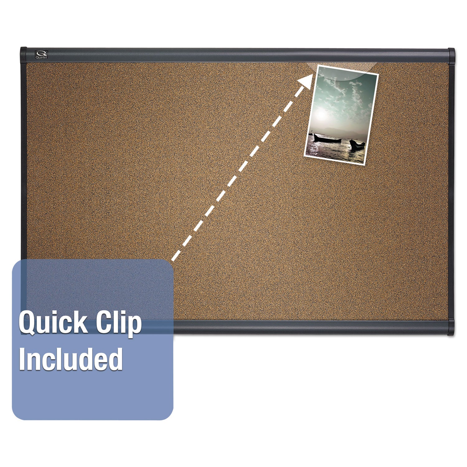 Quartet® Prestige Colored Cork Bulletin Board, 48" x 36", Brown Surface, Graphite Gray Fiberboard/Plastic Frame