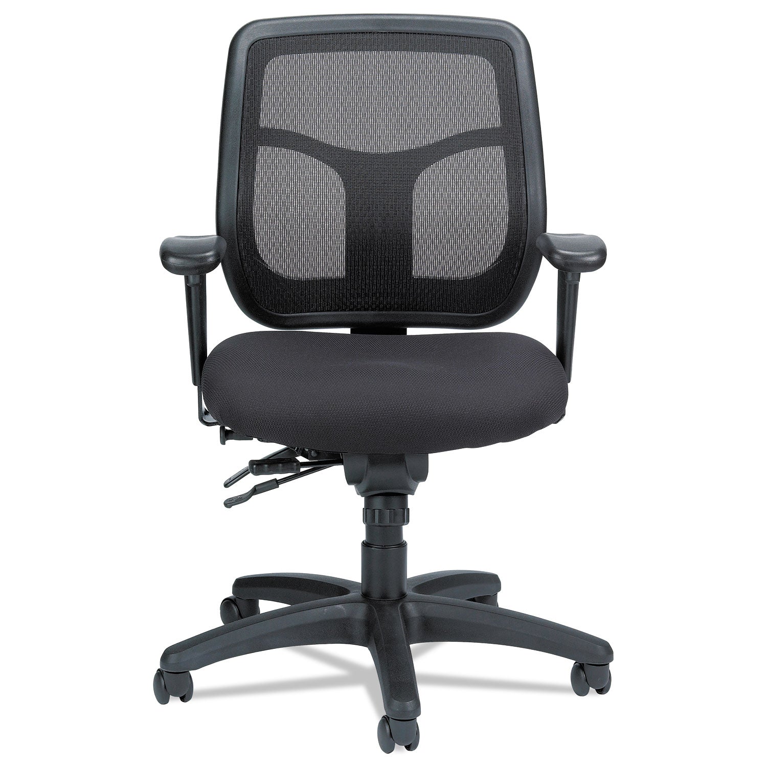 Apollo Multi-Function Mesh Task Chair, Supports Up to 250 lb, 18.9" to 22.4" Seat Height, Silver Seat/Back, Black Base