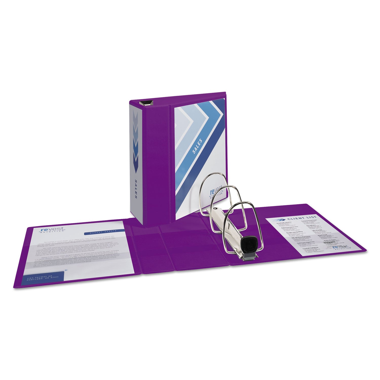 Avery® Heavy-Duty View Binder With Durahinge And Locking One Touch Ezd Rings, 3 Rings, 5" Capacity, 11 X 8.5, Purple