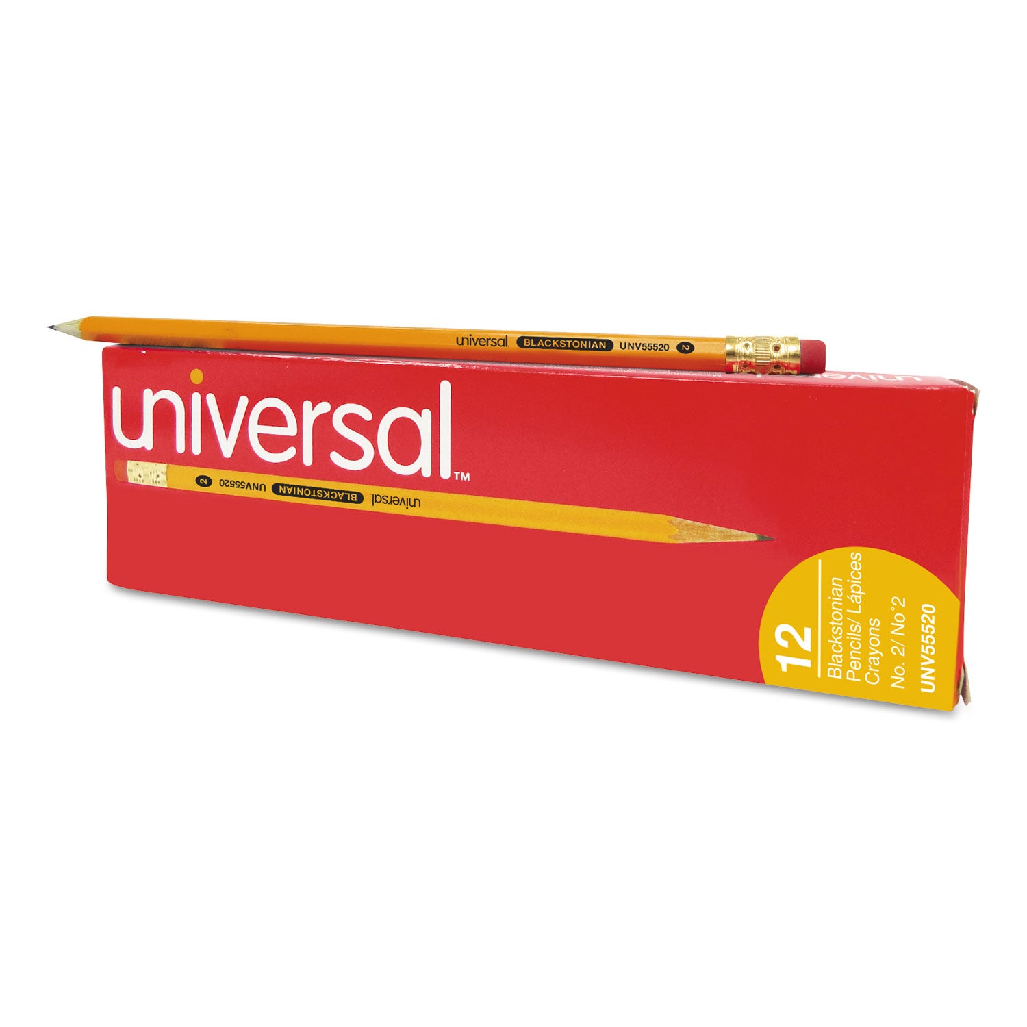 Universal™ Deluxe Blackstonian Pencil, Hb (#2), Black Lead, Yellow Barrel, Dozen