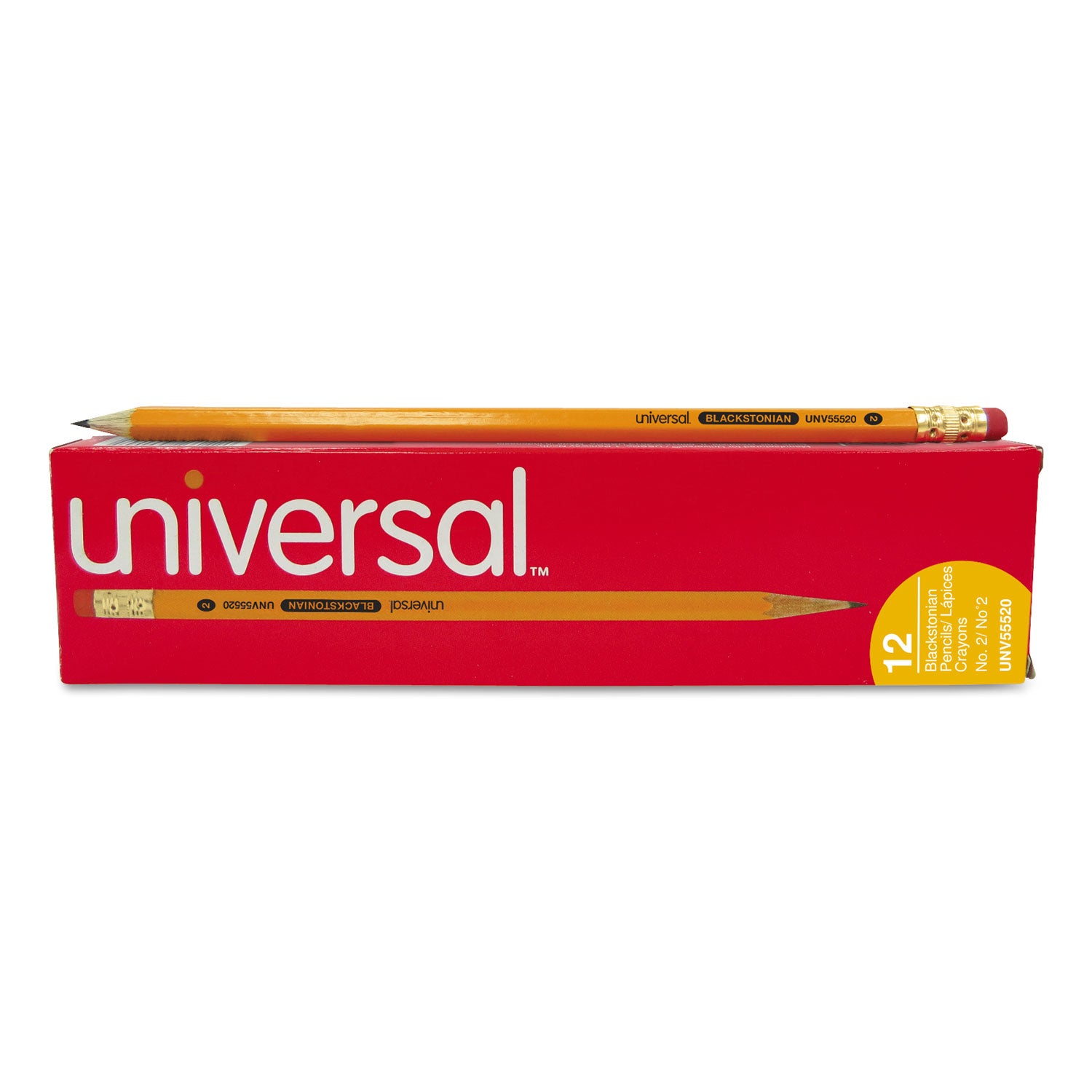 Universal™ Deluxe Blackstonian Pencil, Hb (#2), Black Lead, Yellow Barrel, Dozen
