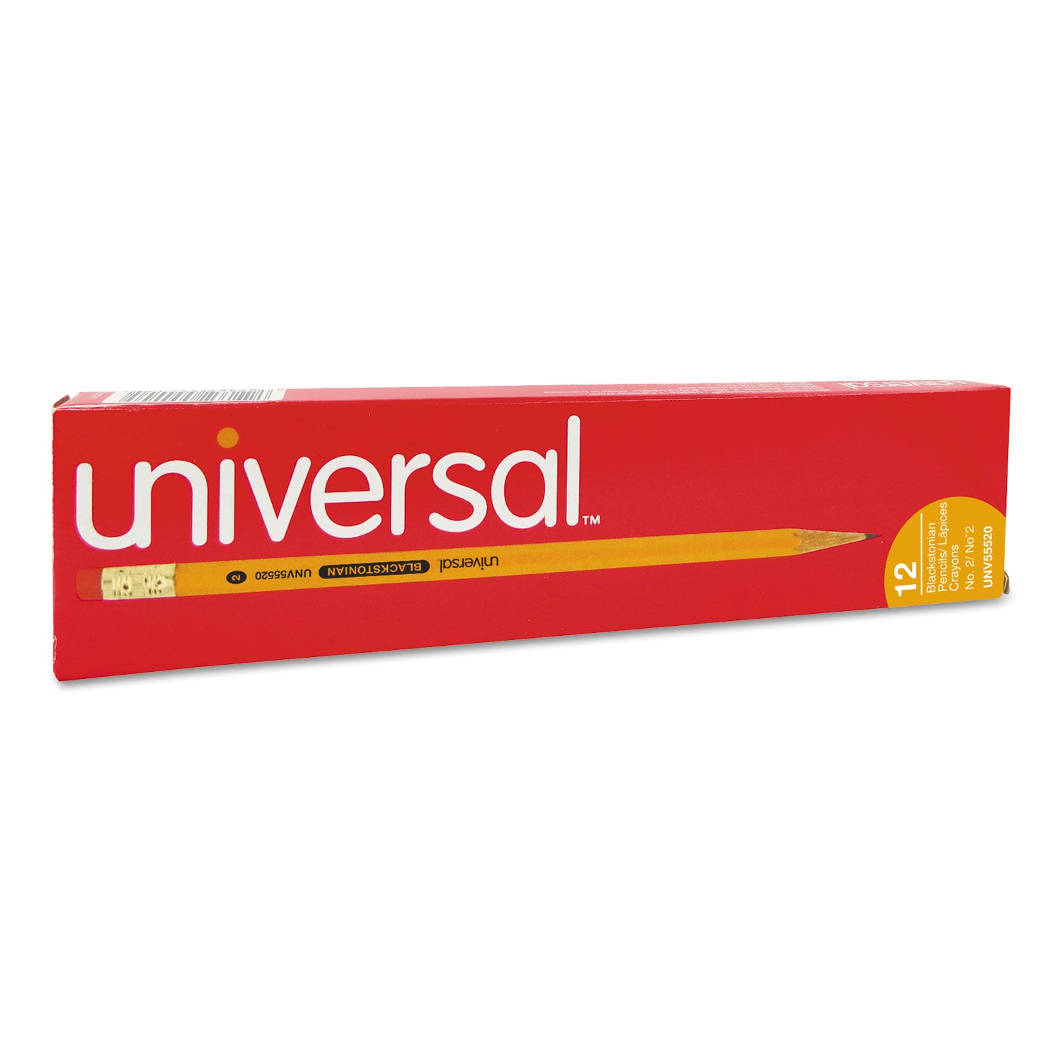 Universal™ Deluxe Blackstonian Pencil, Hb (#2), Black Lead, Yellow Barrel, Dozen