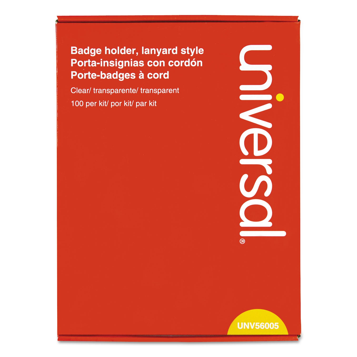 Universal® Clear Badge Holders W/neck Lanyards, 3 X 4, White Inserts, 100/box