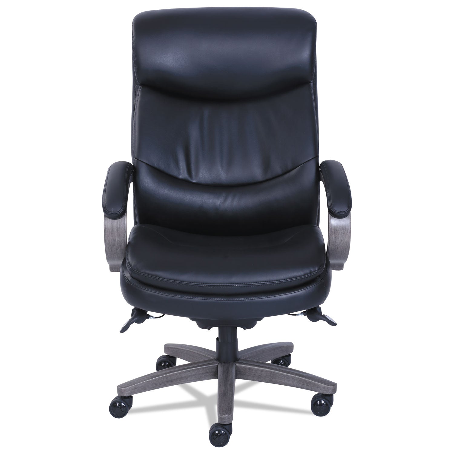 La-Z-Boy® Woodbury Big/tall Executive Chair, Supports Up To 400 Lb, 20.25" To 23.25" Seat Height, Black Seat/back, Weathered Gray Base