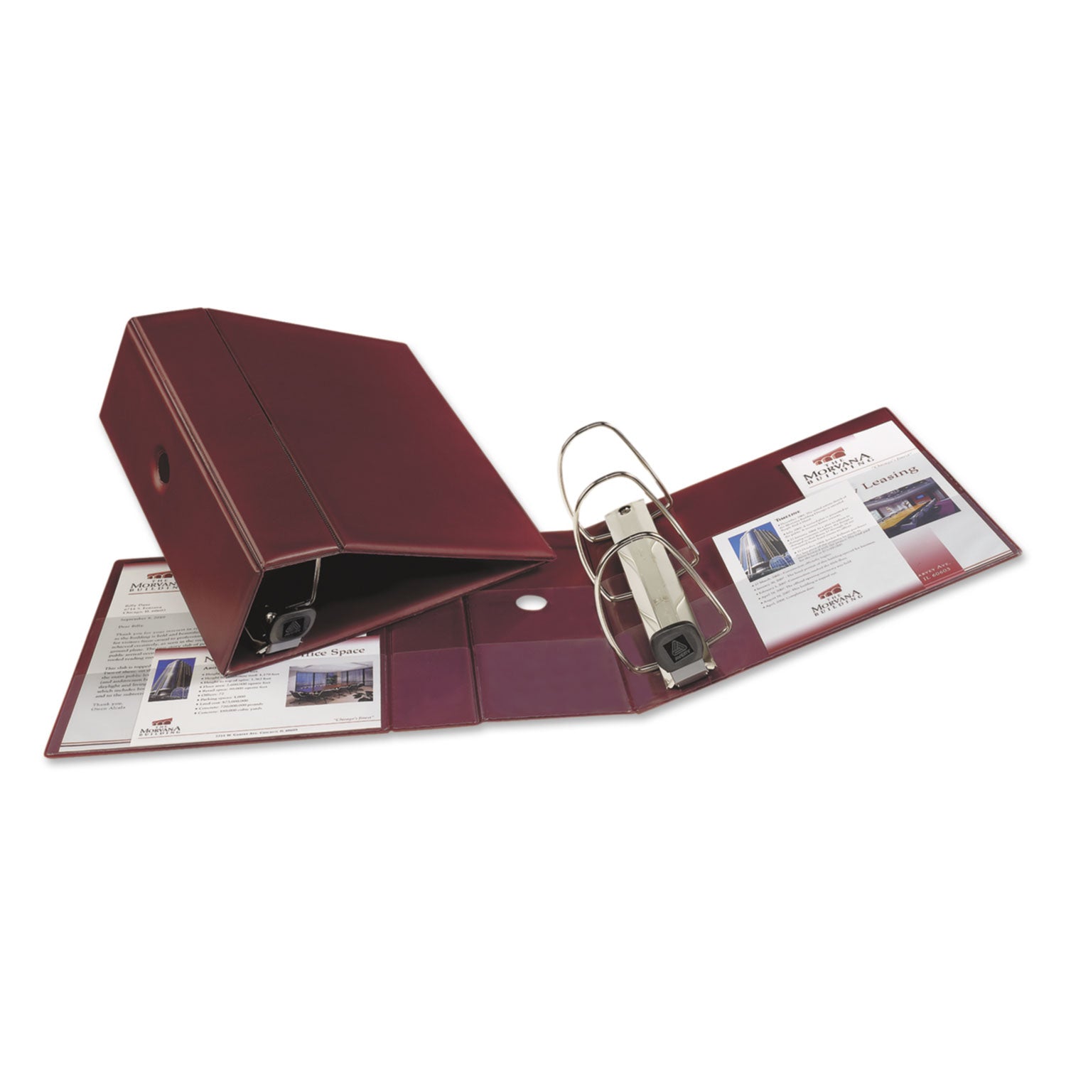 Avery® Heavy-Duty Non-View Binder With Durahinge, Three Locking One Touch Ezd Rings And Thumb Notch, 5" Capacity, 11 X 8.5, Maroon