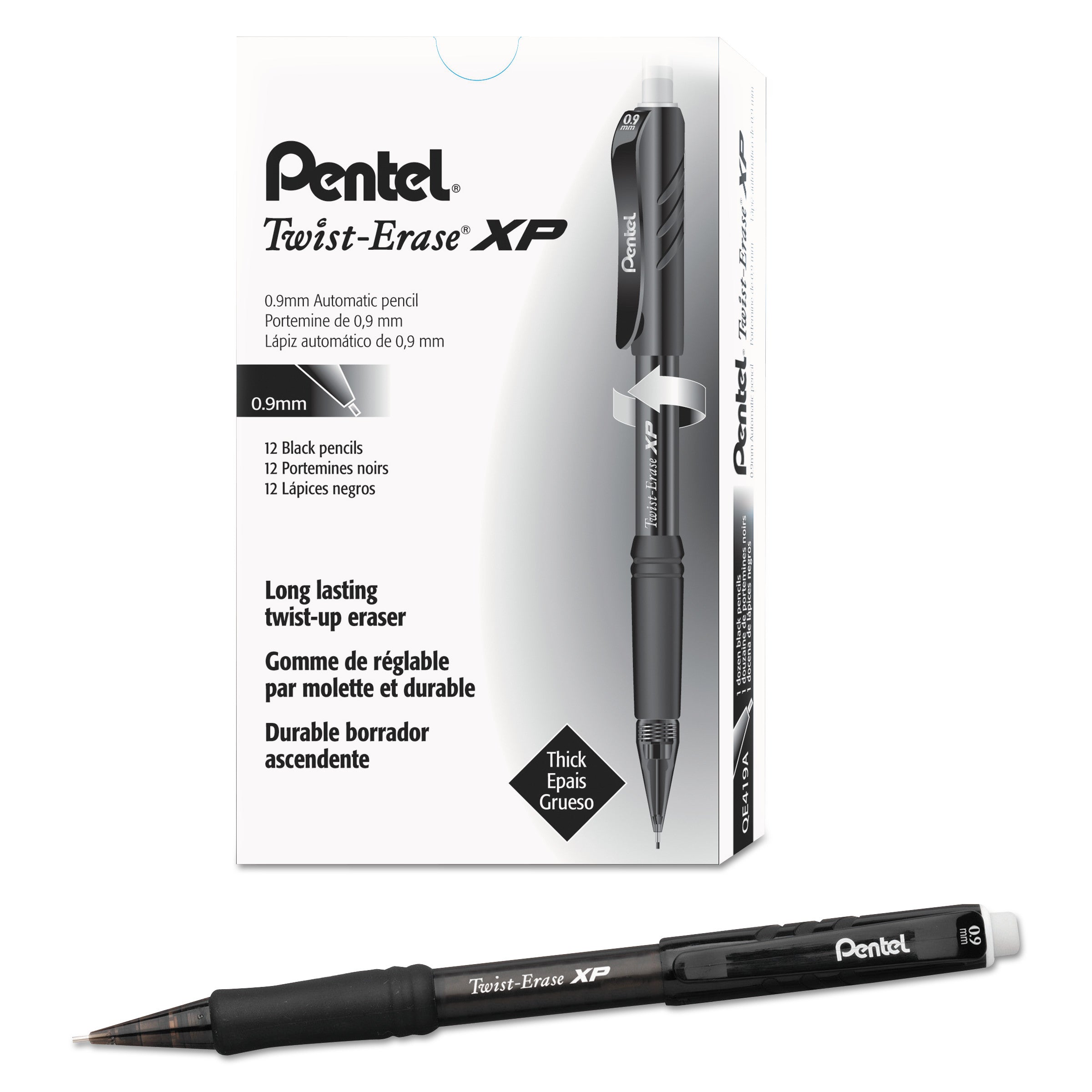 Twist-Erase EXPRESS Mechanical Pencil, 0.9 mm, HB (#2), Black Lead, Black Barrel, Dozen