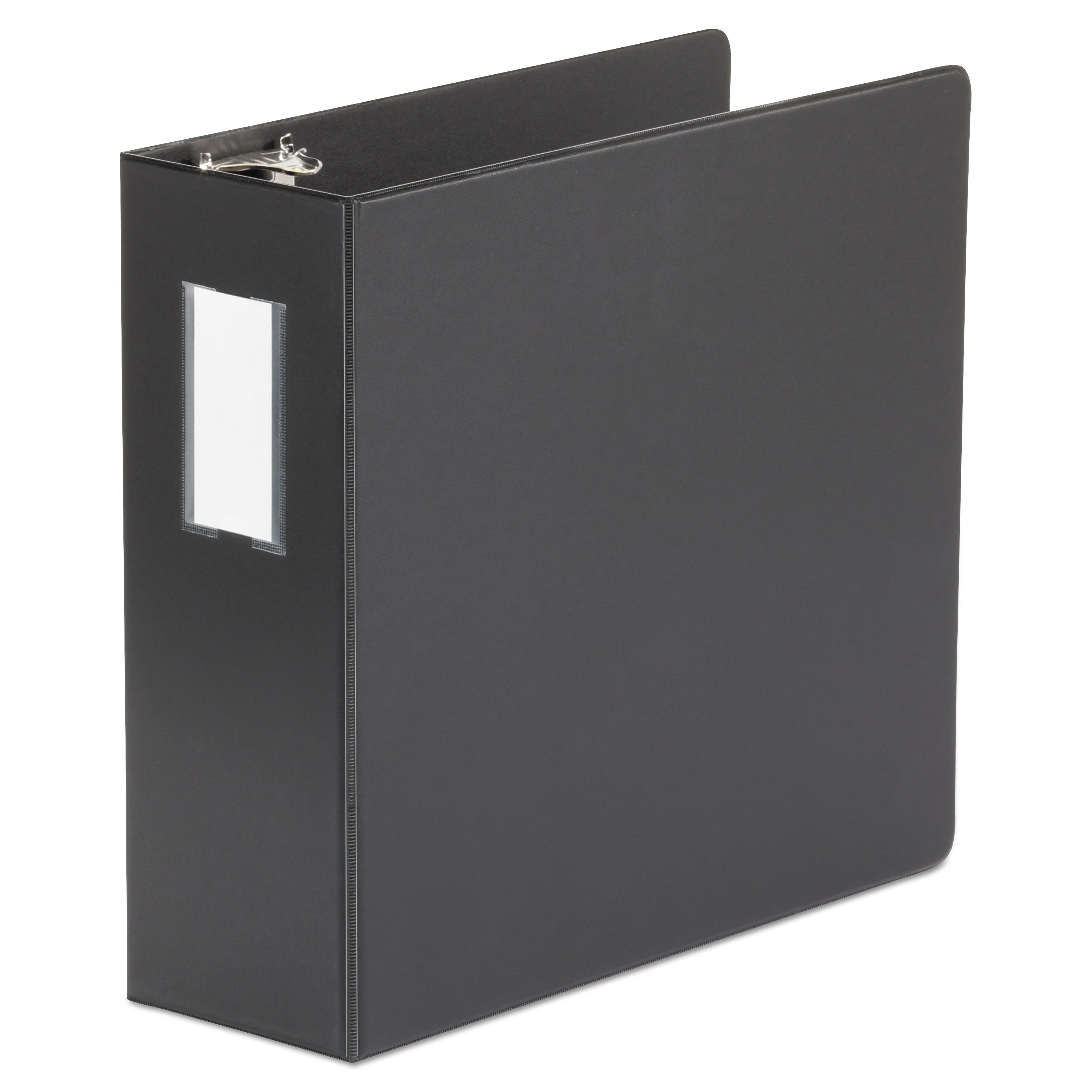 Universal® Deluxe Non-View D-Ring Binder With Label Holder, 3 Rings, 4" Capacity, 11 X 8.5, Black