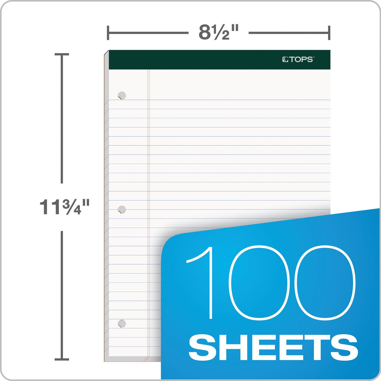 TOPS™ Double Docket Ruled Pads, Wide/legal Rule, 100 White 8.5 X 11.75 Sheets, 6/pack