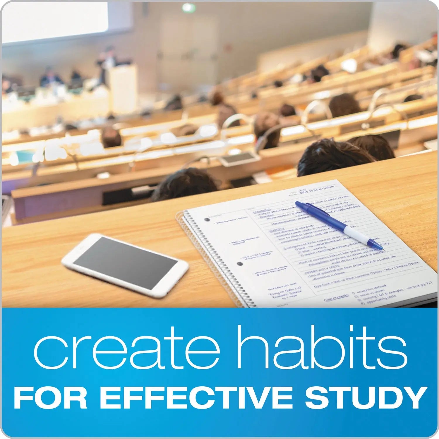 FocusNotes Notebook, 1-Subject, Lecture/Cornell Rule, Blue Cover, (100) 11 x 9 Sheets TOPS™ Flipcost